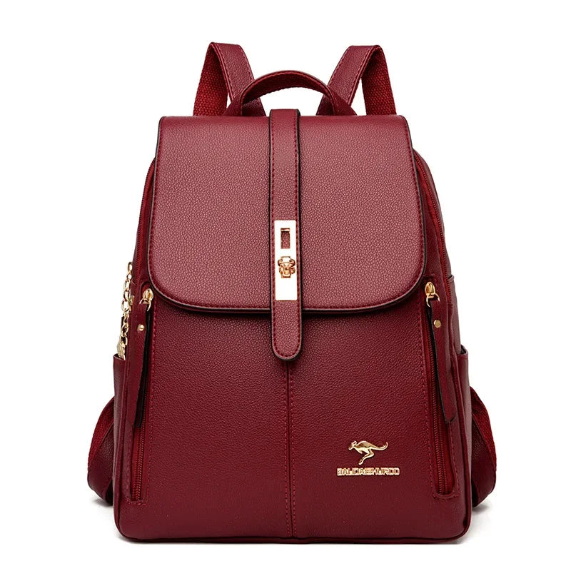New fashion leather women's casual Feminina travel backpack large capacity student school bags for girls