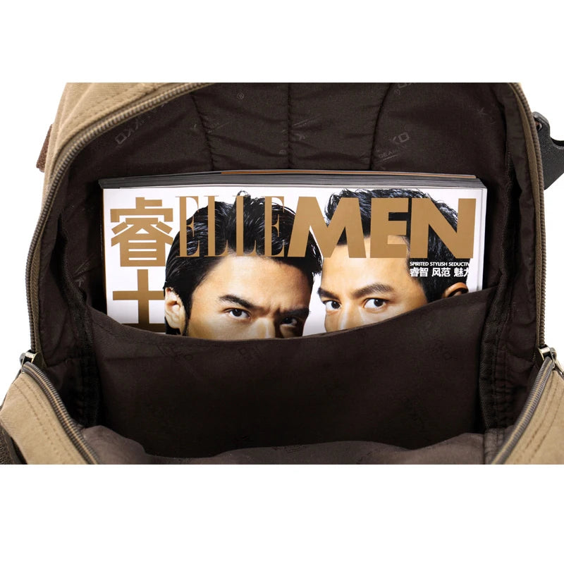 New fashion men's backpack vintage canvas backpack school bag men's travel bags large capacity travel 14 '' laptop backpack bag