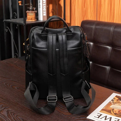 New fashion women's elegant leather school bag for girls large capacity Feminina travel backpack