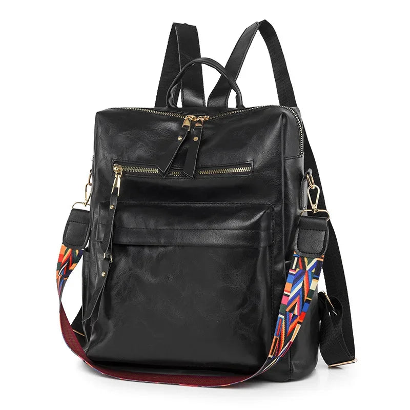 New fashion women's vintage leather ladies travel backpack large capacity student schoolbag