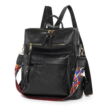 New fashion women's vintage leather ladies travel backpack large capacity student schoolbag