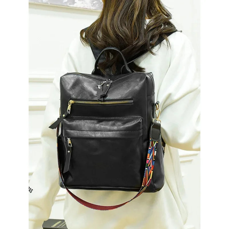 New fashion women's vintage leather ladies travel backpack large capacity student schoolbag