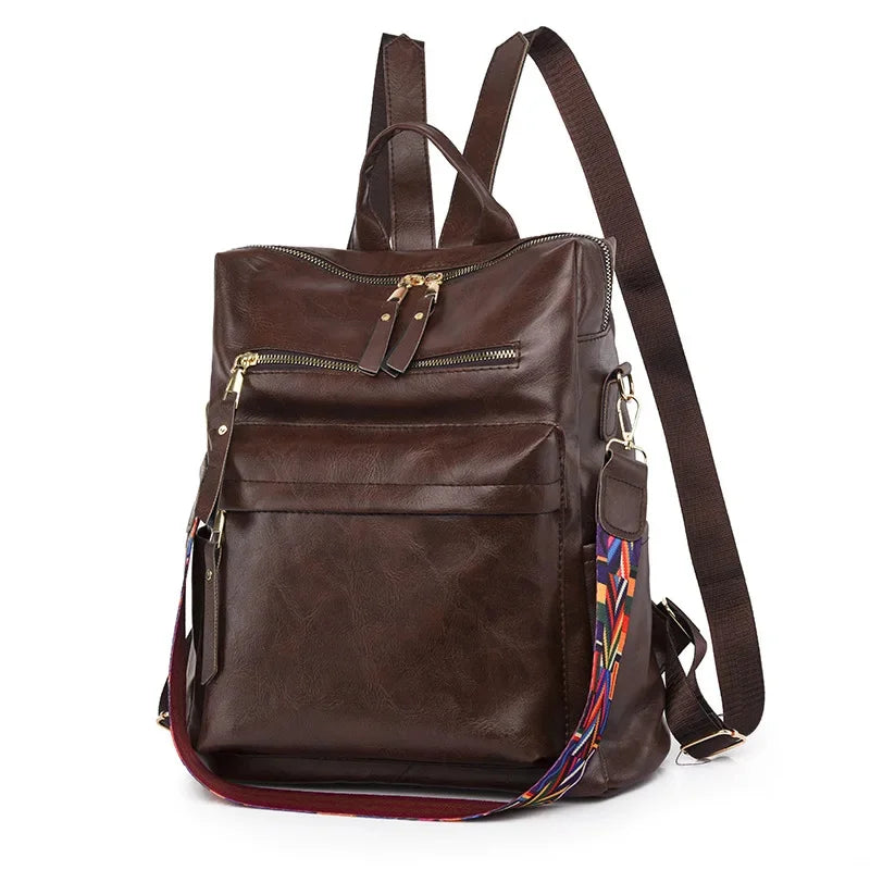 New fashion women's vintage leather ladies travel backpack large capacity student schoolbag