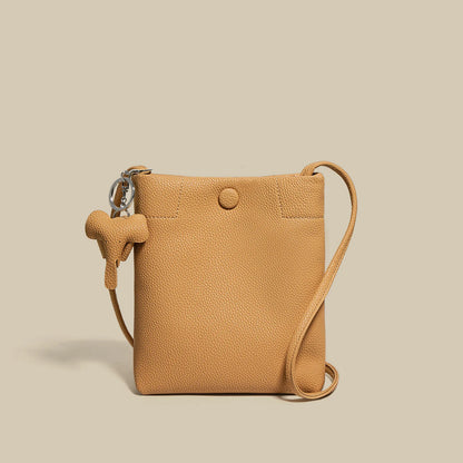 New genuine leather bucket bag for women's summer simple crossbody casual soft leather shoulder phone bag