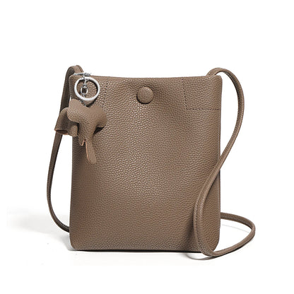 New genuine leather bucket bag for women's summer simple crossbody casual soft leather shoulder phone bag