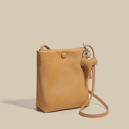 New genuine leather bucket bag for women's summer simple crossbody casual soft leather shoulder phone bag