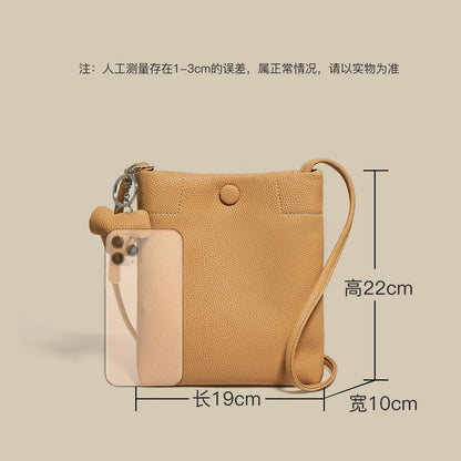 New genuine leather bucket bag for women's summer simple crossbody casual soft leather shoulder phone bag