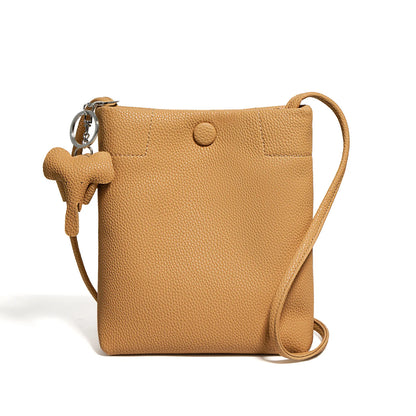 New genuine leather bucket bag for women's summer simple crossbody casual soft leather shoulder phone bag