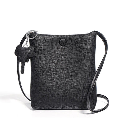 New genuine leather bucket bag for women's summer simple crossbody casual soft leather shoulder phone bag