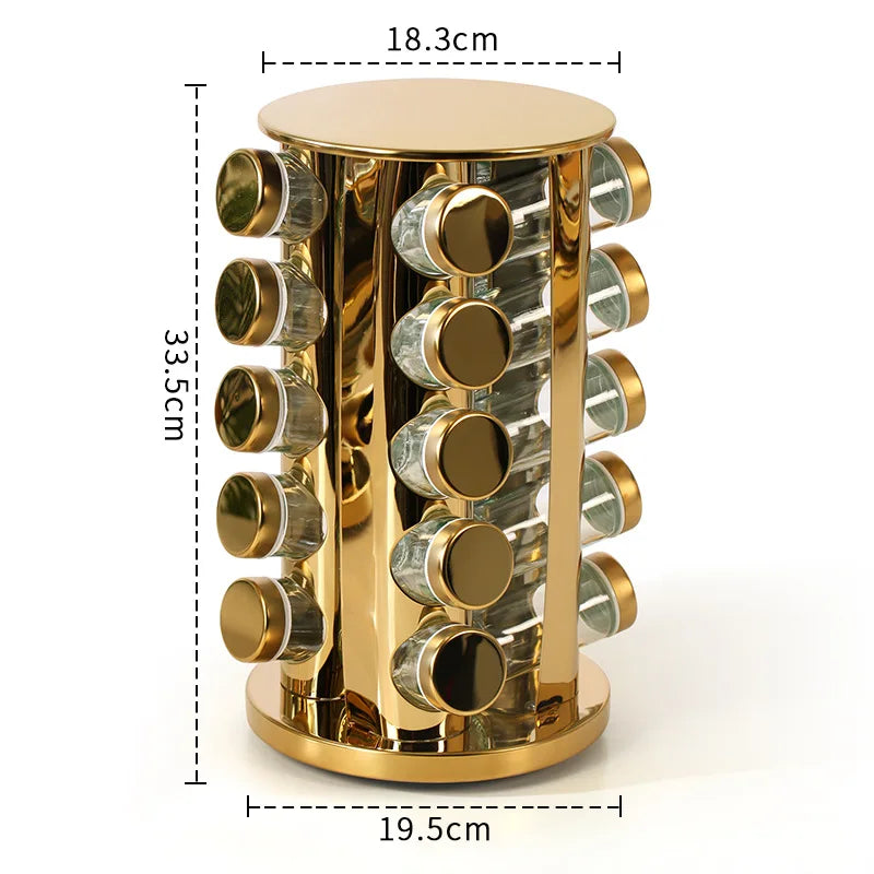 New gold round head glass bottle seasoning pot 430 stainless steel rotary seasoning bottle wholesale