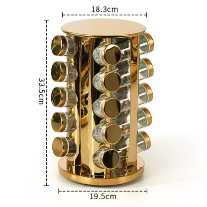 New gold round head glass bottle seasoning pot 430 stainless steel rotary seasoning bottle wholesale