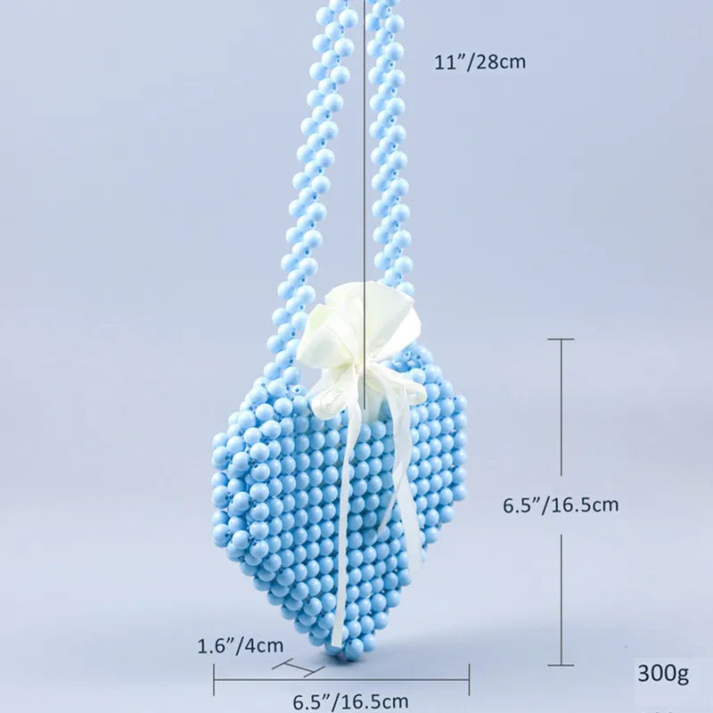 New handmade beaded braided Macaron small fresh heart heart lipstick coin purse casual cross-body one shoulder bag