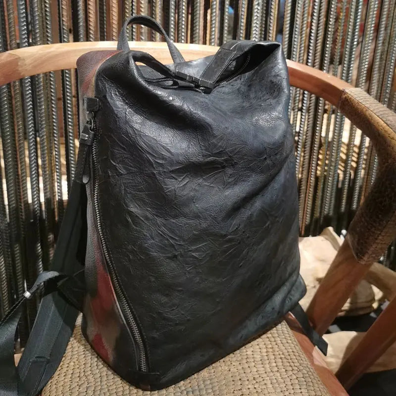 New high-end men's casual backpack Customized leather backpack