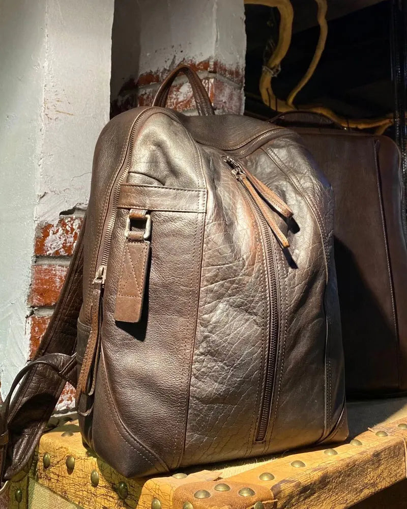 New high-end men's casual backpack Customized leather backpack