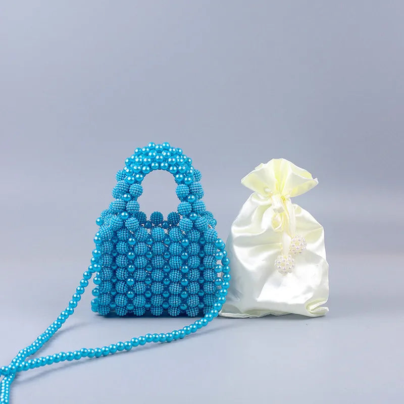 New mini lightweight pearl Bayberry handbag French retro women's handmade beaded crossbody bag