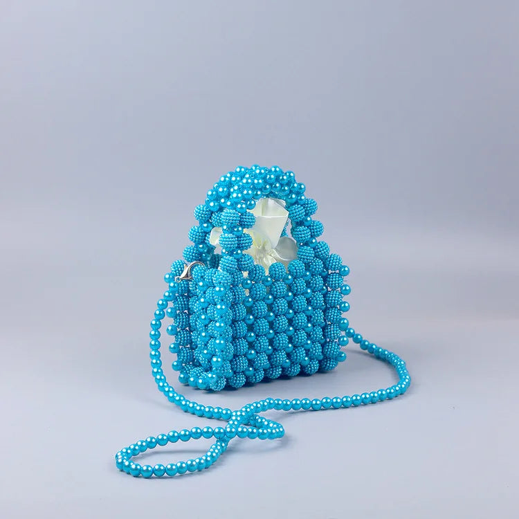 New mini lightweight pearl Bayberry handbag French retro women's handmade beaded crossbody bag