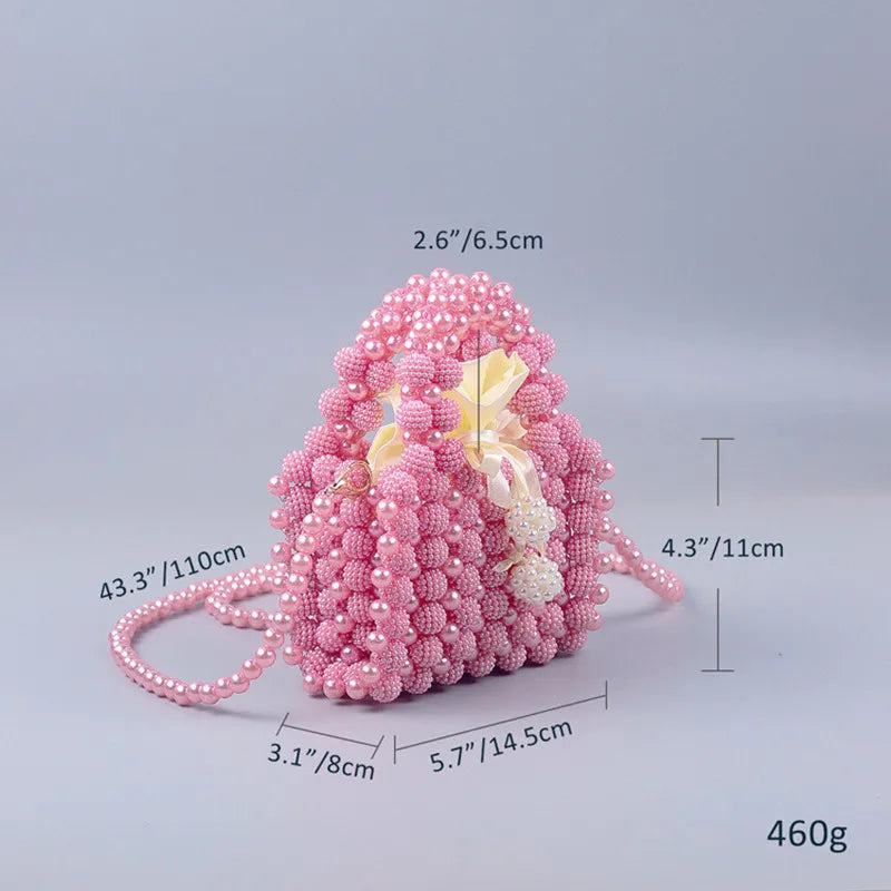New mini lightweight pearl Bayberry handbag French retro women's handmade beaded crossbody bag