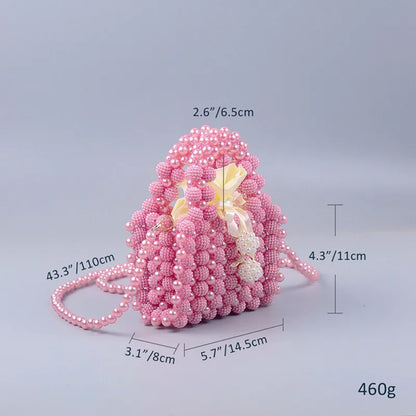 New mini lightweight pearl Bayberry handbag French retro women's handmade beaded crossbody bag