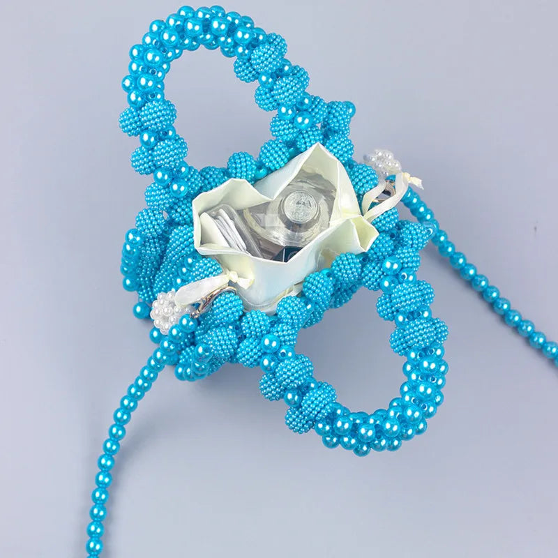 New mini lightweight pearl Bayberry handbag French retro women's handmade beaded crossbody bag