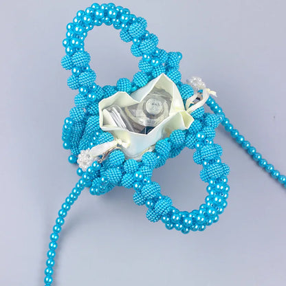 New mini lightweight pearl Bayberry handbag French retro women's handmade beaded crossbody bag