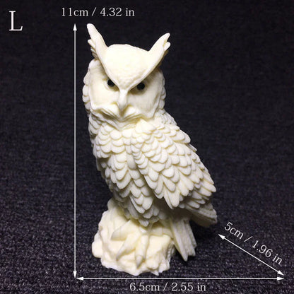 New owl carving statue ，Domineering animal desktop ornaments hand-carved，Lovely home office decoration gift