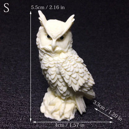 New owl carving statue ，Domineering animal desktop ornaments hand-carved，Lovely home office decoration gift