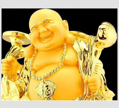 New placer gold belly laughing Buddha feng shui smiling Buddha 32cm statues Maitreya arts  crafts home decoration statue Buddha