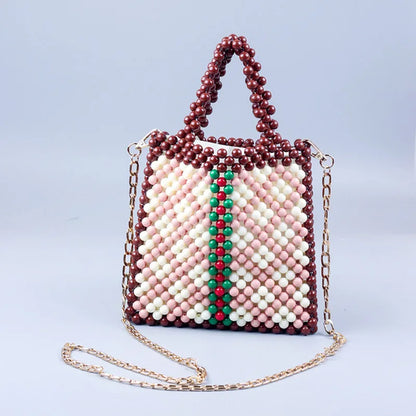 New products beaded handmade bag multi-color acrylic braided portable chain bag fashion trend women's bag