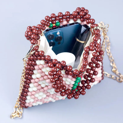 New products beaded handmade bag multi-color acrylic braided portable chain bag fashion trend women's bag