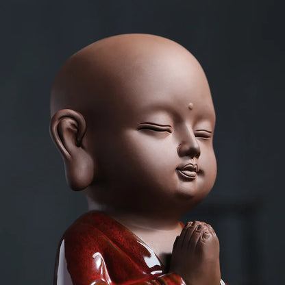New red  ceramic Buddha statue, boutique Home Decoration Accessories Crafts, Cute large living room office decoration gifts