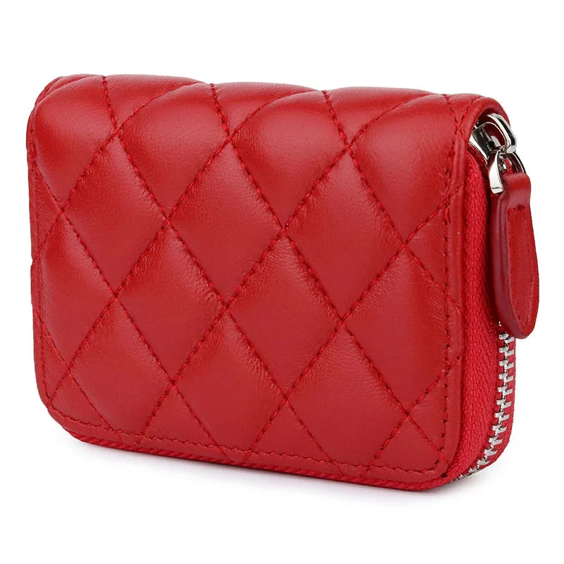 New sheepskin organ type credit zipper high-quality leather card holder coin purse driver’s license bag