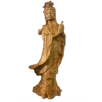 New solid wood carving Dripping Guanyin Buddha statue Wooden hand-carved High Quality Home Living Room Bedroom Feng Shui Statue