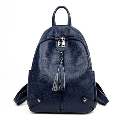 New street trend luggage leather solid color backpack cowhide fringe women's Unisex backpack