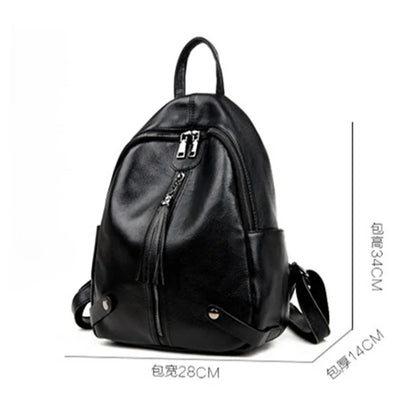 New street trend luggage leather solid color backpack cowhide fringe women's Unisex backpack