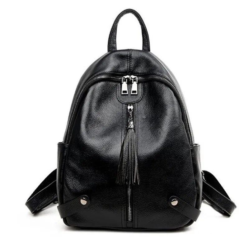 New street trend luggage leather solid color backpack cowhide fringe women's Unisex backpack