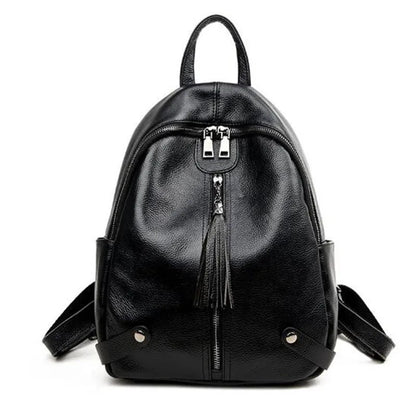 New street trend luggage leather solid color backpack cowhide fringe women's Unisex backpack