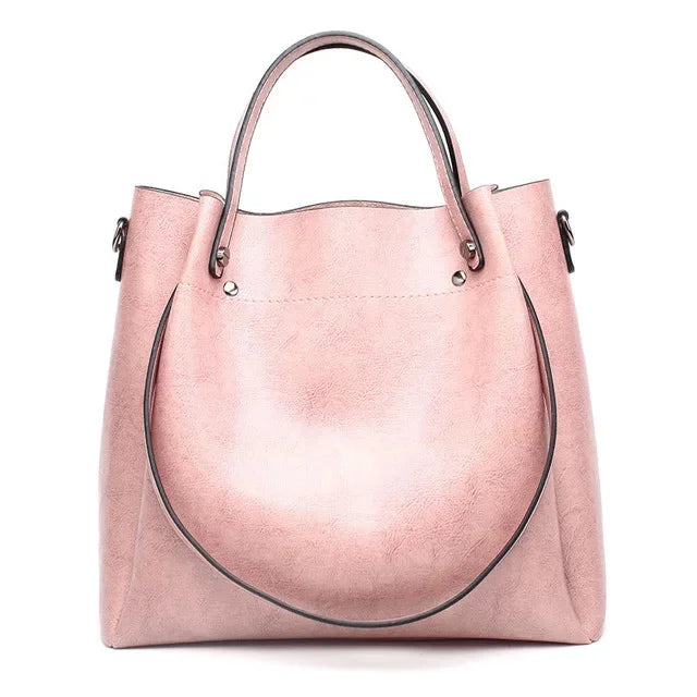 New style Casual Large Capacity Women's Fashion Shoulder PU Leather Ladies Bucket Handbag Soft Shopping Crossbody Bag