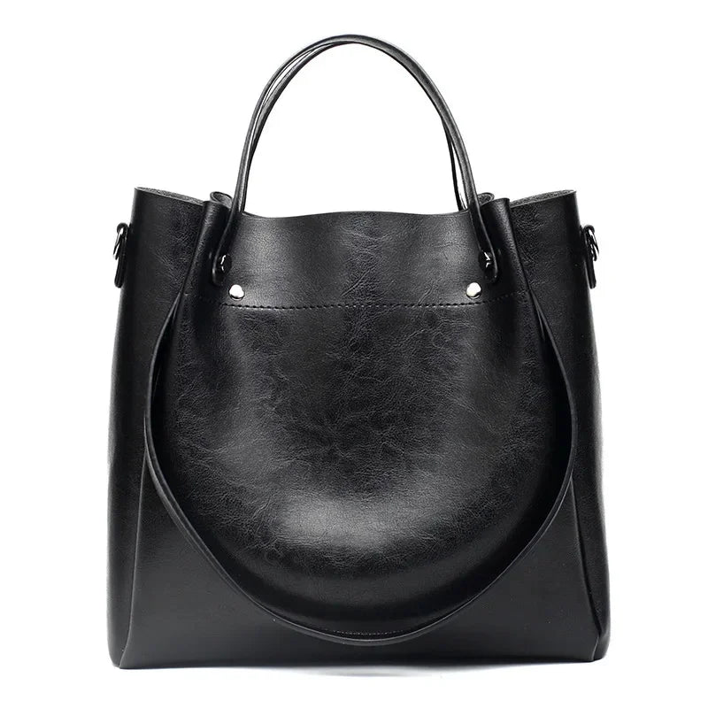 New style Casual Large Capacity Women's Fashion Shoulder PU Leather Ladies Bucket Handbag Soft Shopping Crossbody Bag