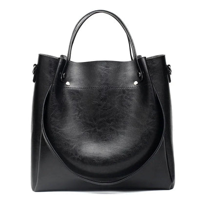 New style Casual Large Capacity Women's Fashion Shoulder PU Leather Ladies Bucket Handbag Soft Shopping Crossbody Bag