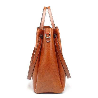 New style Casual Large Capacity Women's Fashion Shoulder PU Leather Ladies Bucket Handbag Soft Shopping Crossbody Bag