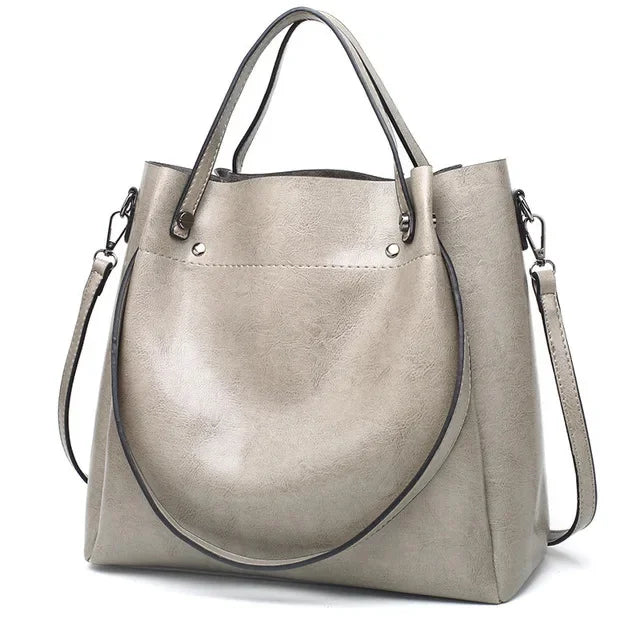 New style Casual Large Capacity Women's Fashion Shoulder PU Leather Ladies Bucket Handbag Soft Shopping Crossbody Bag