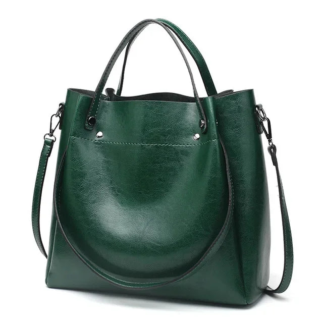 New style Casual Large Capacity Women's Fashion Shoulder PU Leather Ladies Bucket Handbag Soft Shopping Crossbody Bag