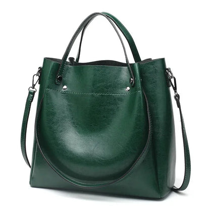 New style Casual Large Capacity Women's Fashion Shoulder PU Leather Ladies Bucket Handbag Soft Shopping Crossbody Bag