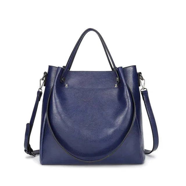 New style Casual Large Capacity Women's Fashion Shoulder PU Leather Ladies Bucket Handbag Soft Shopping Crossbody Bag