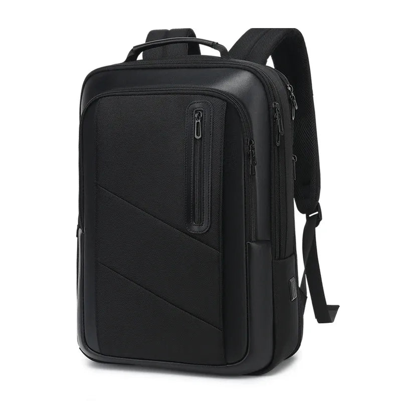 New style black waterproof backpack business backpack with USB charging port