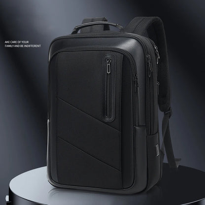 New style black waterproof backpack business backpack with USB charging port