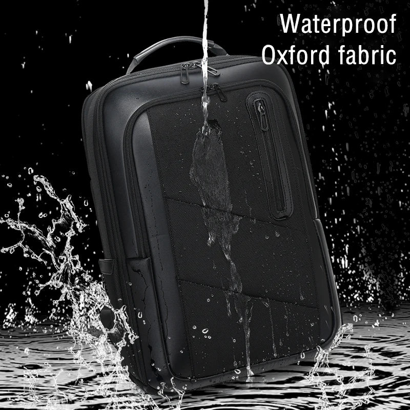 New style black waterproof backpack business backpack with USB charging port