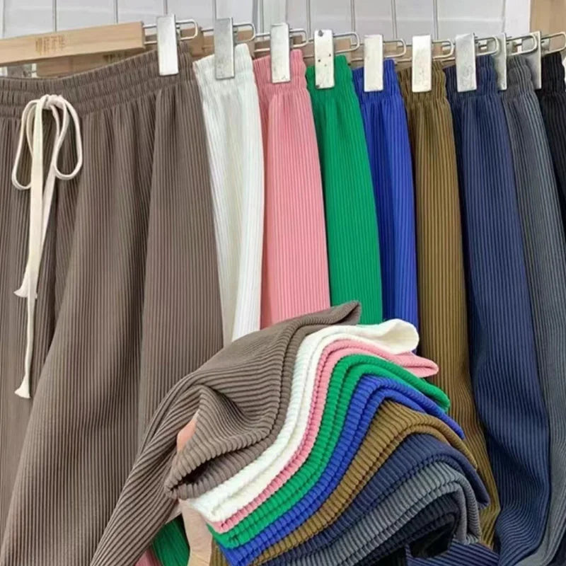 New summer floor mopping pants, high waisted wide leg pants, women's versatile straight leg loose casual pants