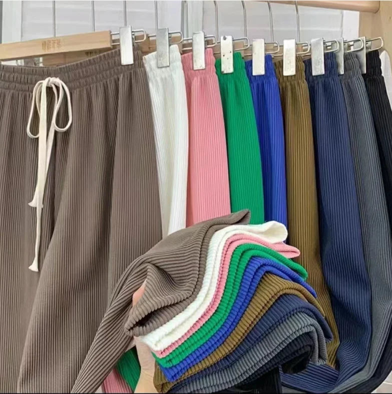 New summer floor mopping pants, high waisted wide leg pants, women's versatile straight leg loose casual pants