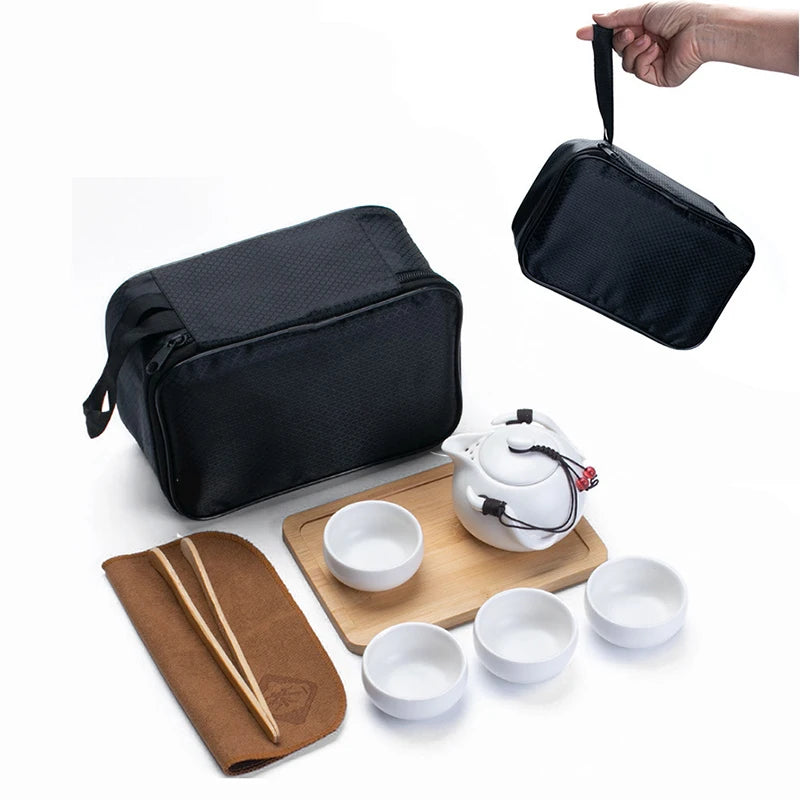 New tea cups white Ceramic cup set clay cup pu er tea tols kung fu teapot tea cup Travel bag Free shipping
